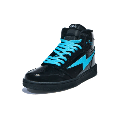 AIR JOYSTODAY Retro High Top Black/Tiffany Blue Sneakers Patent Leather Men