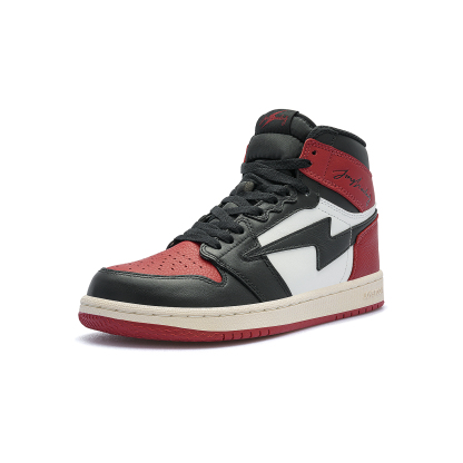 AIR JOYSTODAY Lightning AJ1 Black Red Toe High Top Sneakers Men