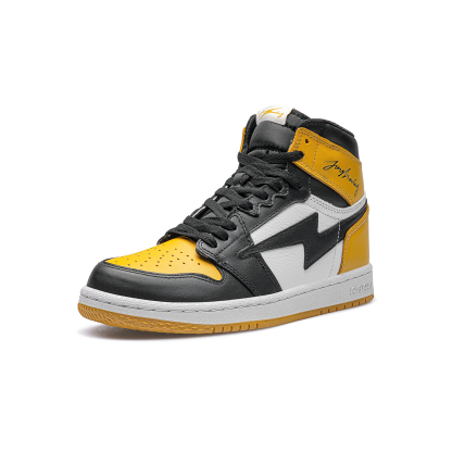 AIR JOYSTODAY Lightning AJ1 Black Yellow Taxi High Top First Layer Cowhide Sneakers Men