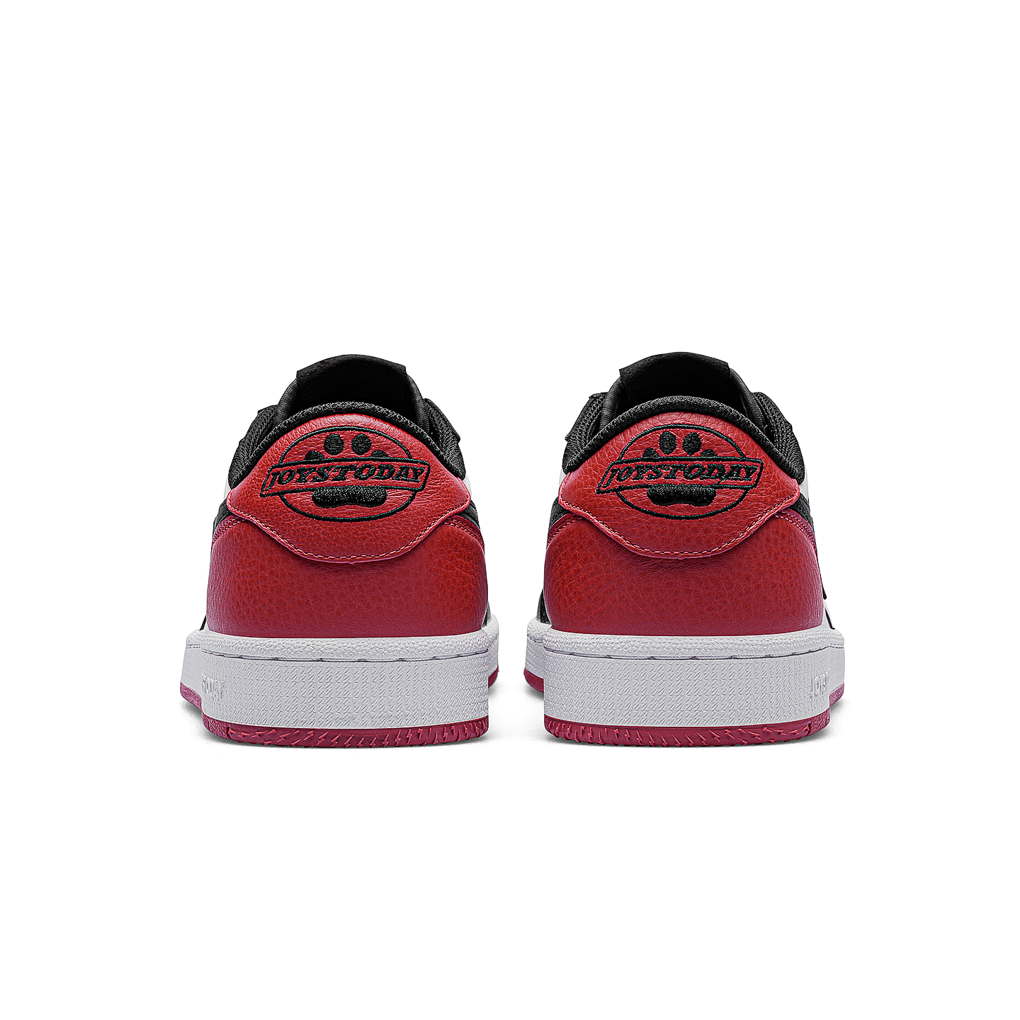 AIR JOYSTODAY AJ1 Black  Red Toe Low Top Casual Sneakers Men