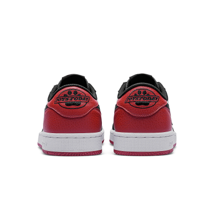 AIR JOYSTODAY AJ1 Black  Red Toe Low Top Casual Sneakers Men