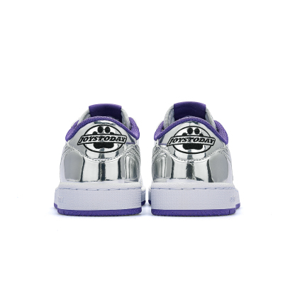 AIR JOYSTODAY Lightning AJ1 Liquid Silver Low Top Sneakers Women