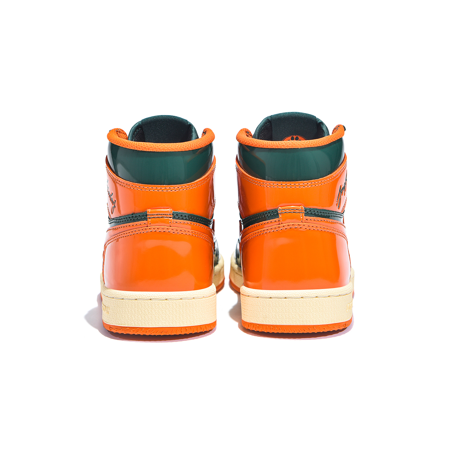 Air JOYSTODAY 1 Retro High Top Green/Orange Sneakers Patent Leather Men