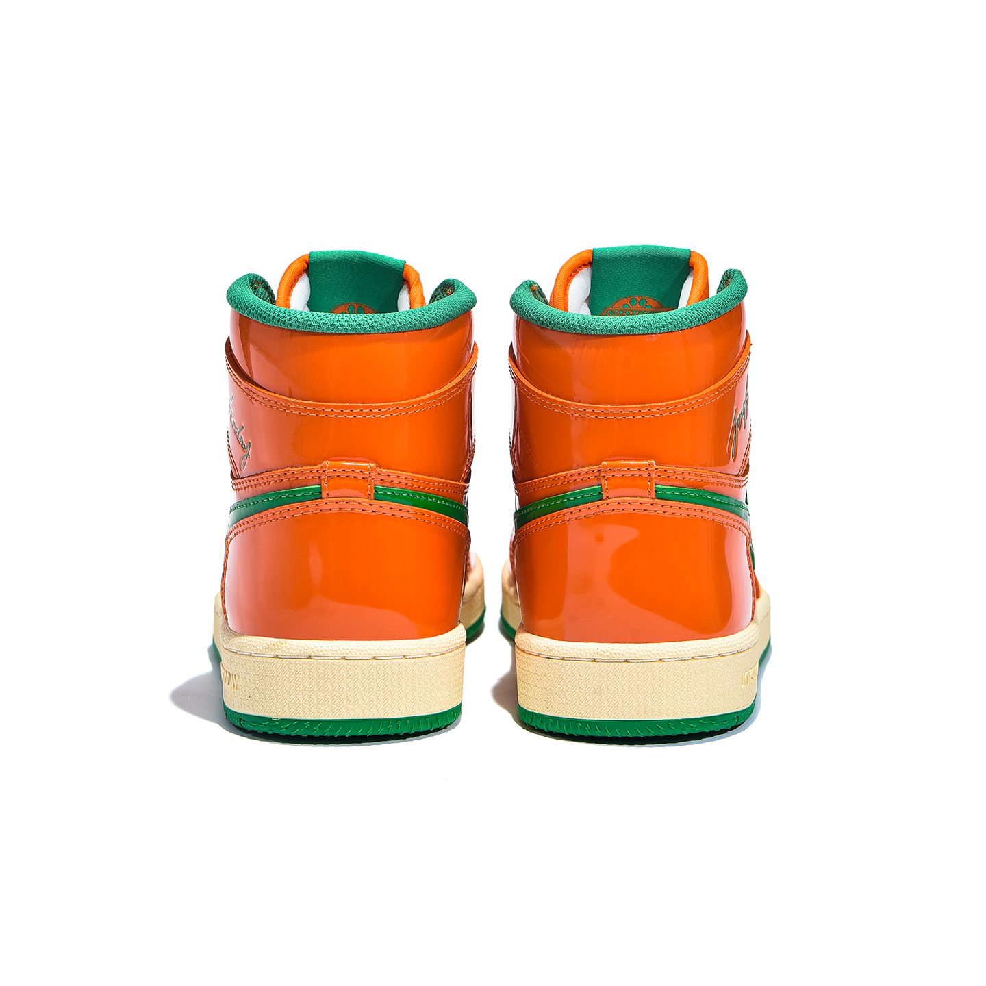 Air JOYSTODAY Retro High Top Orange/Green Sneakers Patent Leather Men
