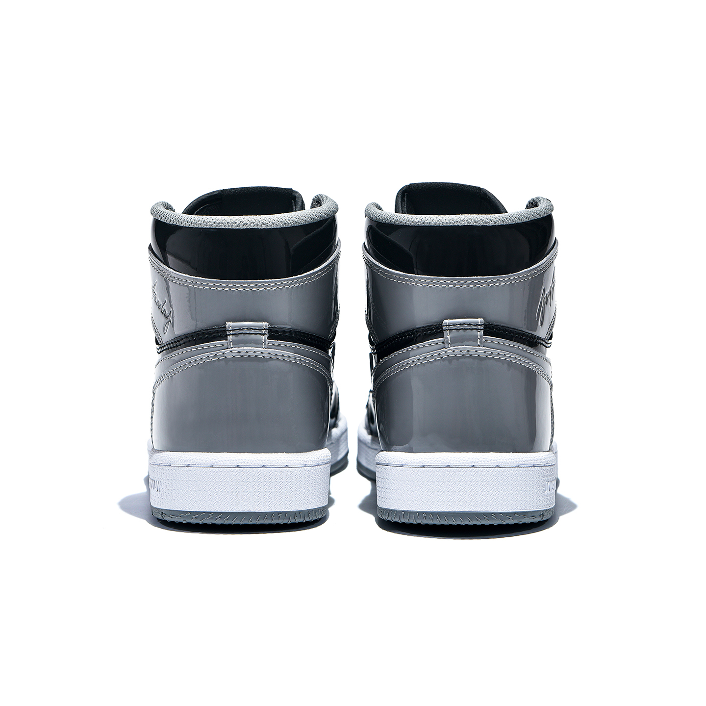 AIR JOYSTODAY Retro Sport High Top Black Grey Sneakers Patent Leather Men