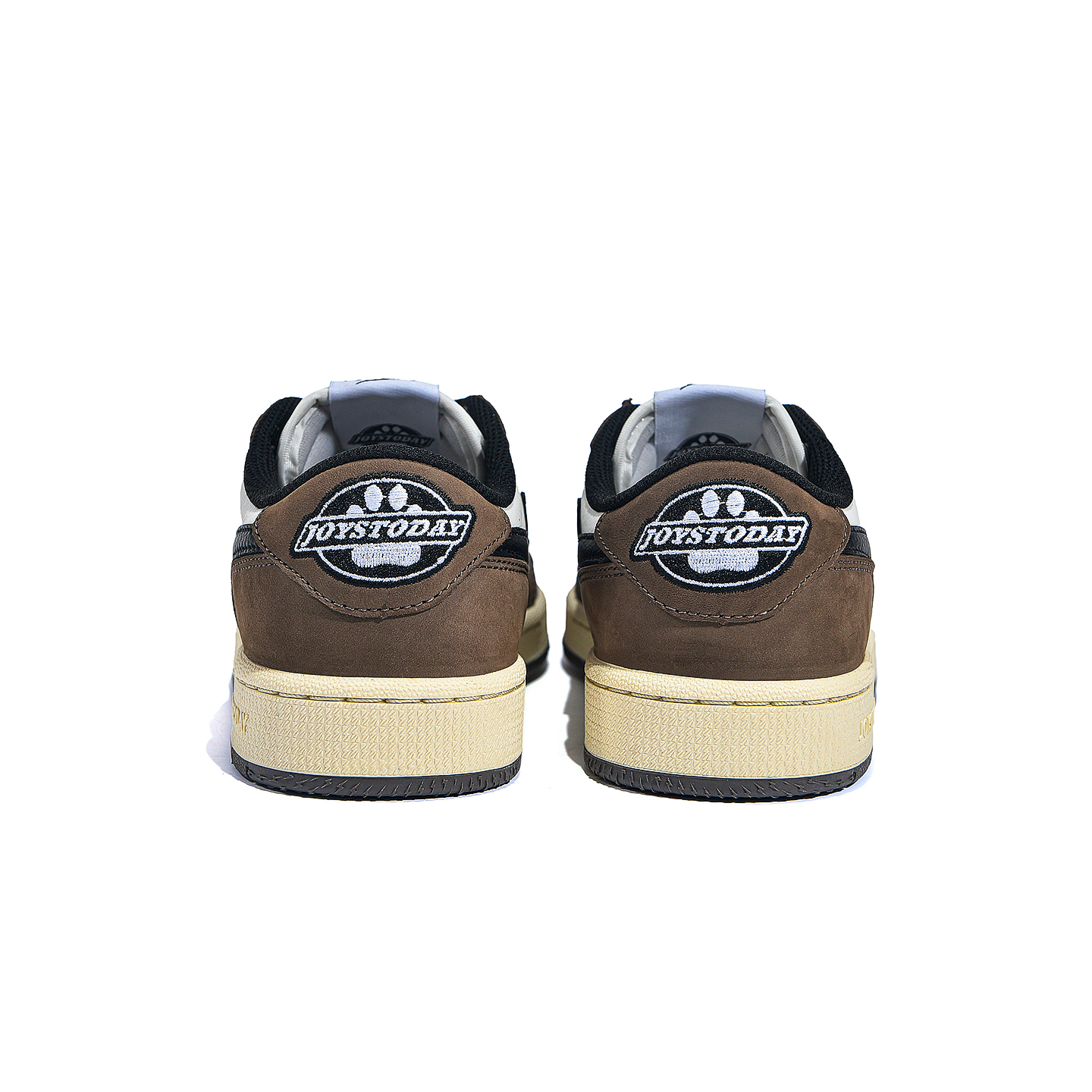 AIR JOYSTODAY Retro Low Top White/Black/Brown Smooth Leather Sneakers Women