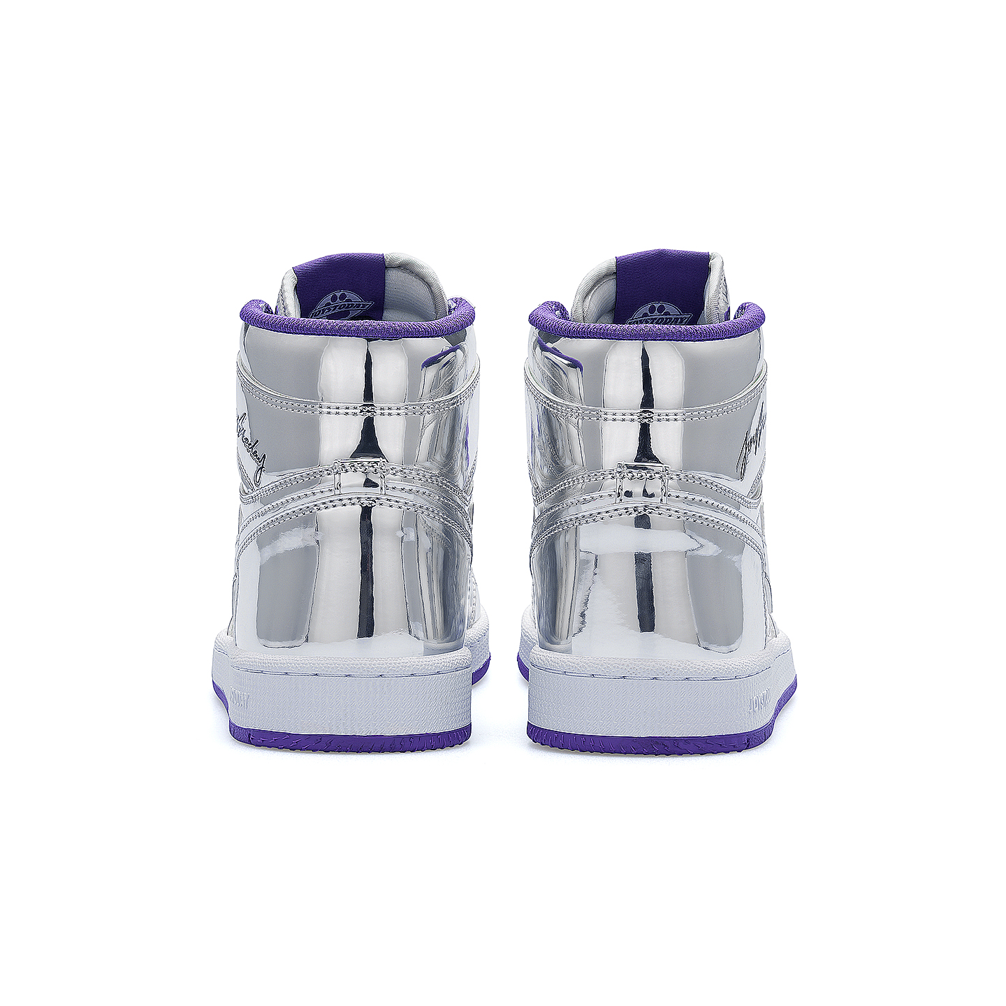 AIR JOYSTODAY Retro High Top Silver/Purple Sneakers Patent Leather Women