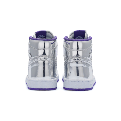 AIR JOYSTODAY Retro High Top Silver/Purple Sneakers Patent Leather Women