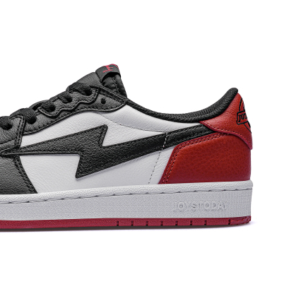 AIR JOYSTODAY AJ1 Black  Red Toe Low Top Casual Sneakers Men