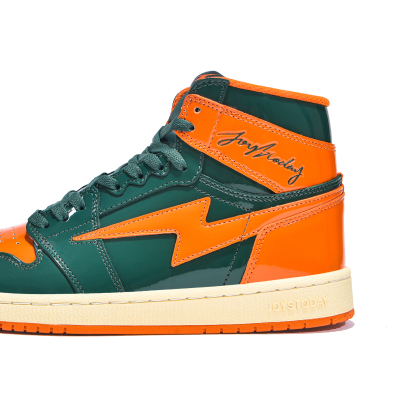 Air JOYSTODAY 1 Retro High Top Green/Orange Sneakers Patent Leather Men
