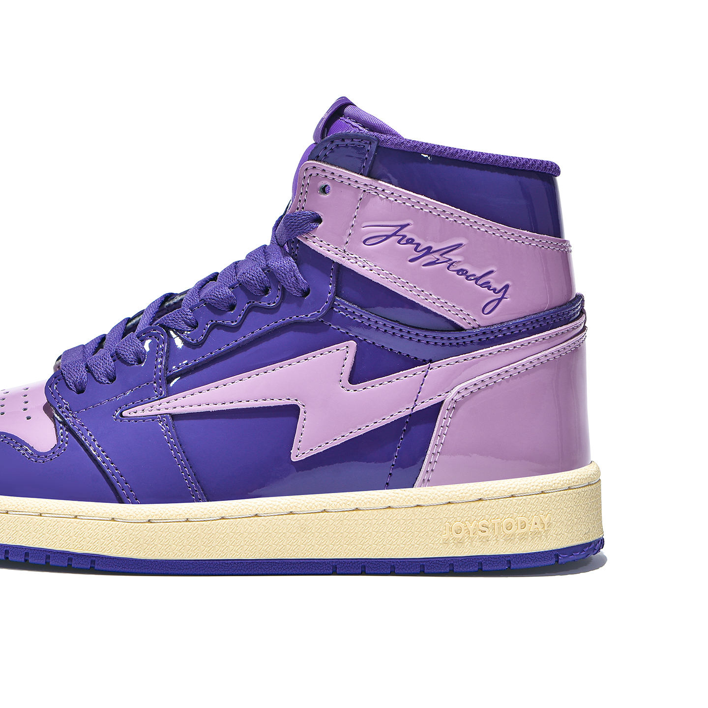 AIR JOYSTODAY Retro Sport High Top Purple Sneakers Patent Leather Men