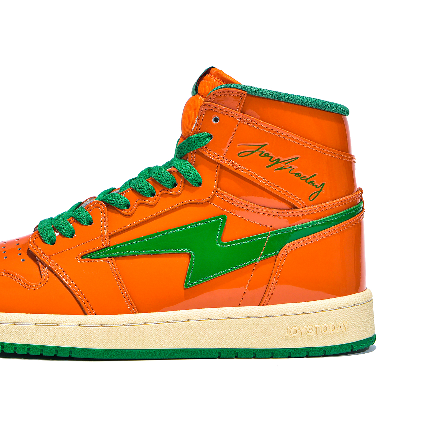 Air JOYSTODAY Retro High Top Orange/Green Sneakers Patent Leather Men