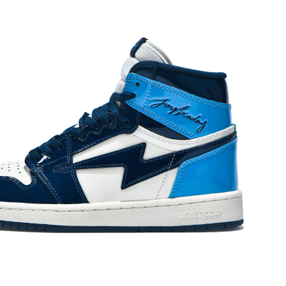 AIR JOYSTODAY Retro High Top Blue/White/Obsidian Sneakers Patent Leather Women