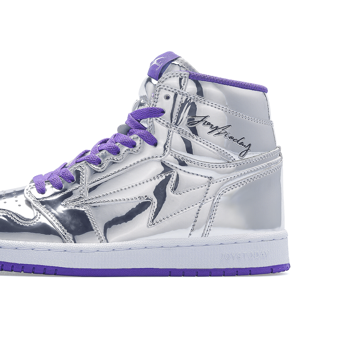 AIR JOYSTODAY Retro High Top Silver/Purple Sneakers Patent Leather Women