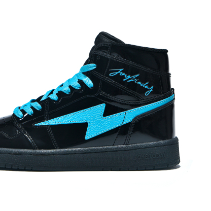 AIR JOYSTODAY Retro High Top Black/Tiffany Blue Sneakers Patent Leather Men