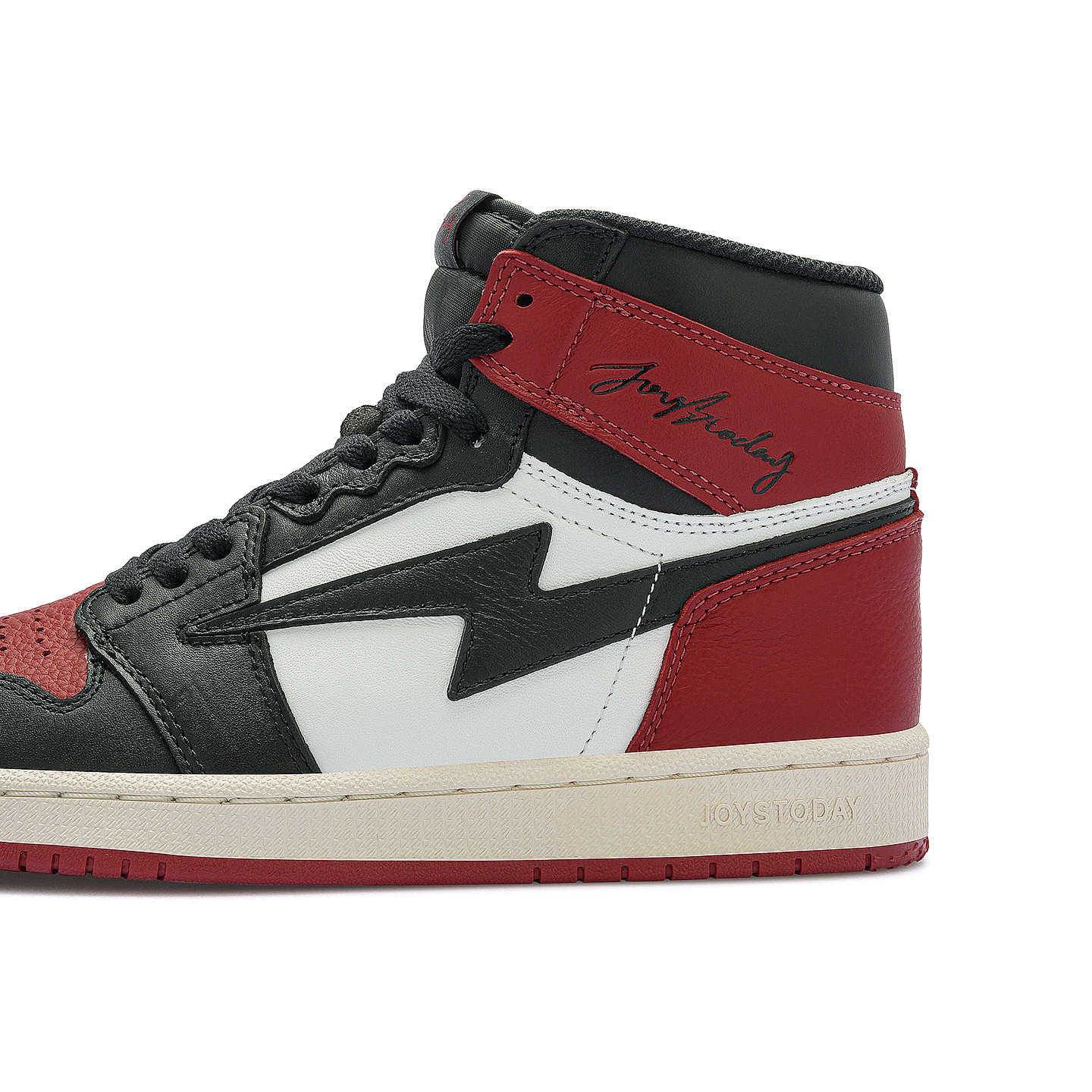 AIR JOYSTODAY Lightning AJ1 Black Red Toe High Top Sneakers Men
