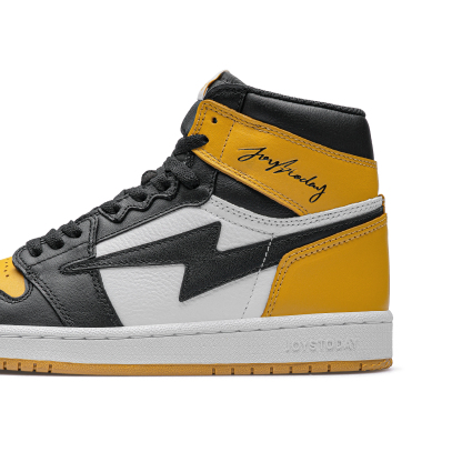 AIR JOYSTODAY Lightning AJ1 Black Yellow Taxi High Top First Layer Cowhide Sneakers Men