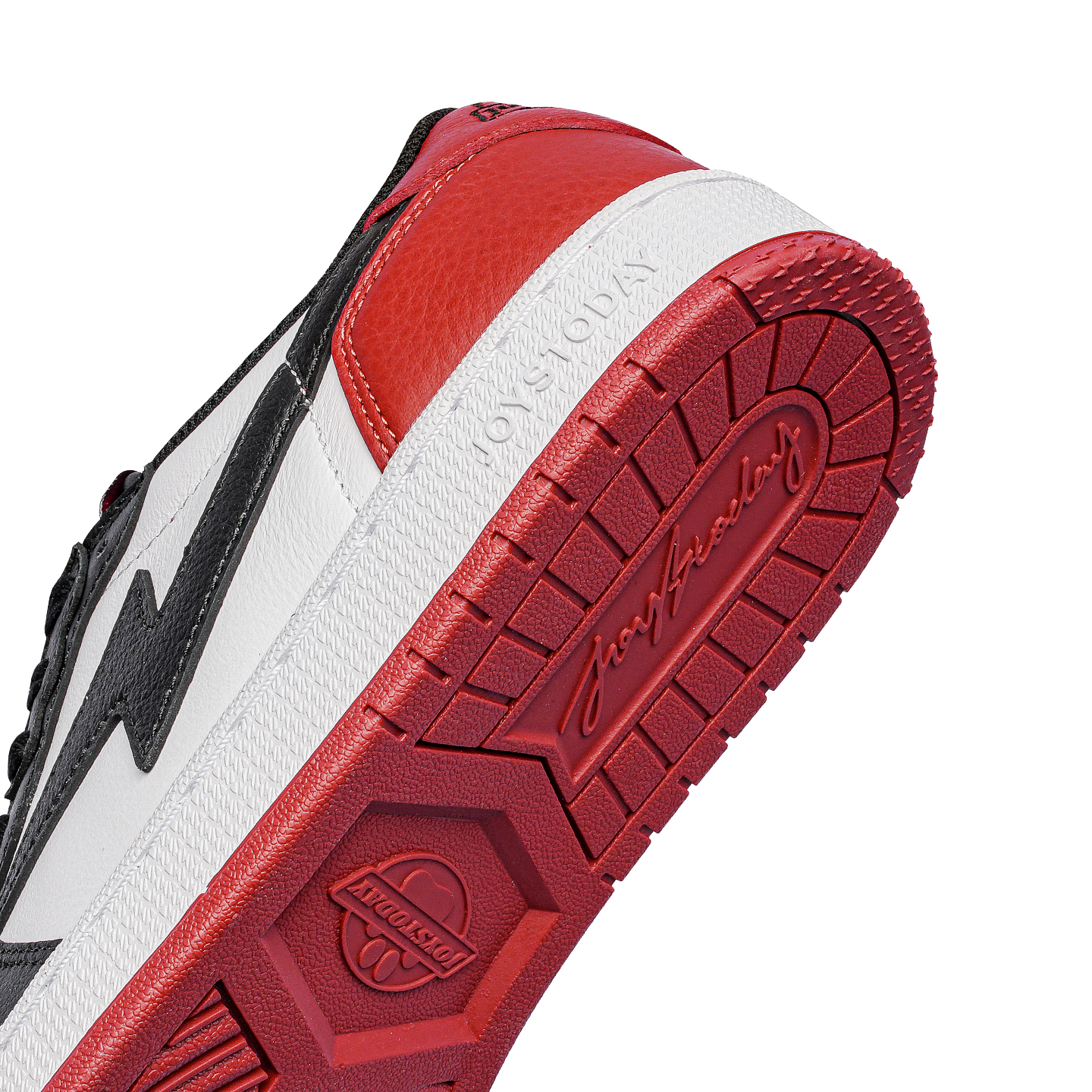 AIR JOYSTODAY AJ1 Black  Red Toe Low Top Casual Sneakers Men