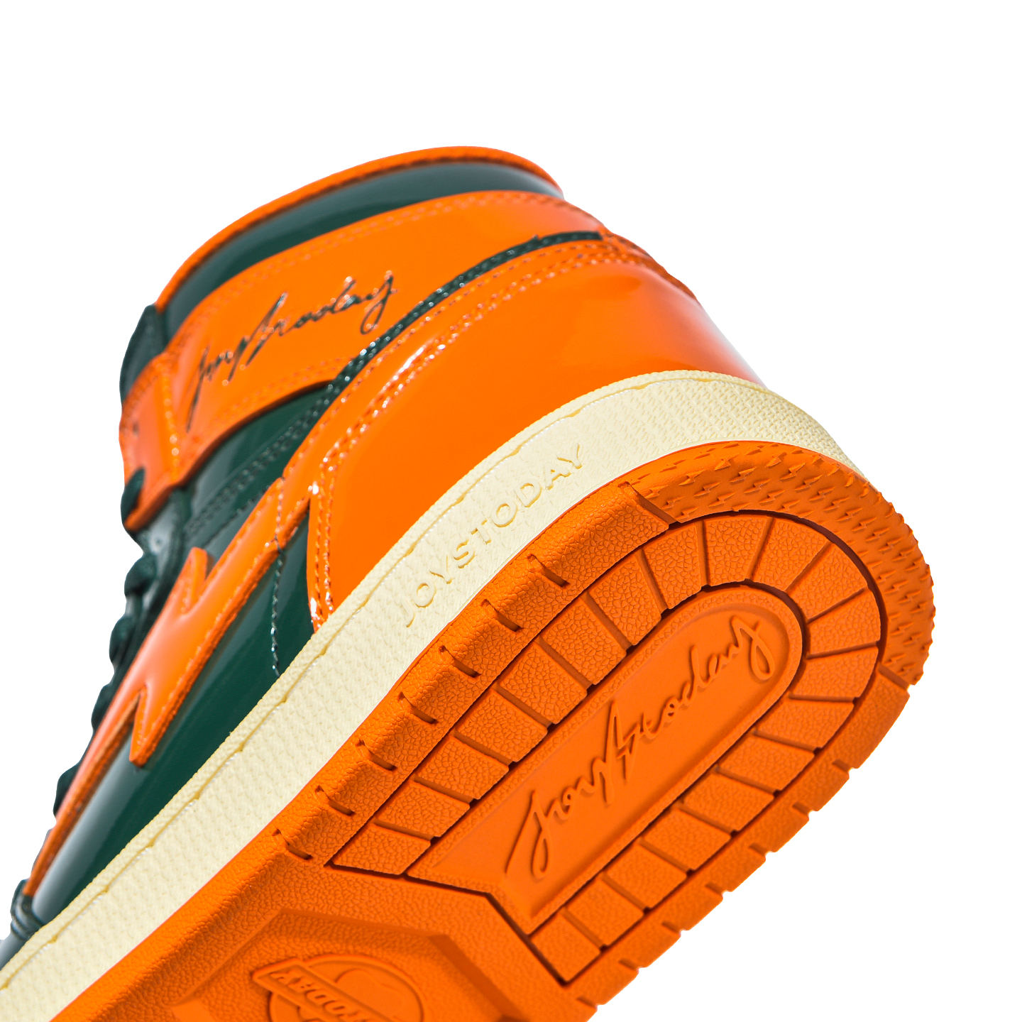 Air JOYSTODAY 1 Retro High Top Green/Orange Sneakers Patent Leather Men