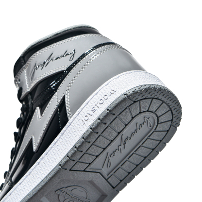 AIR JOYSTODAY Retro Sport High Top Black Grey Sneakers Patent Leather Men