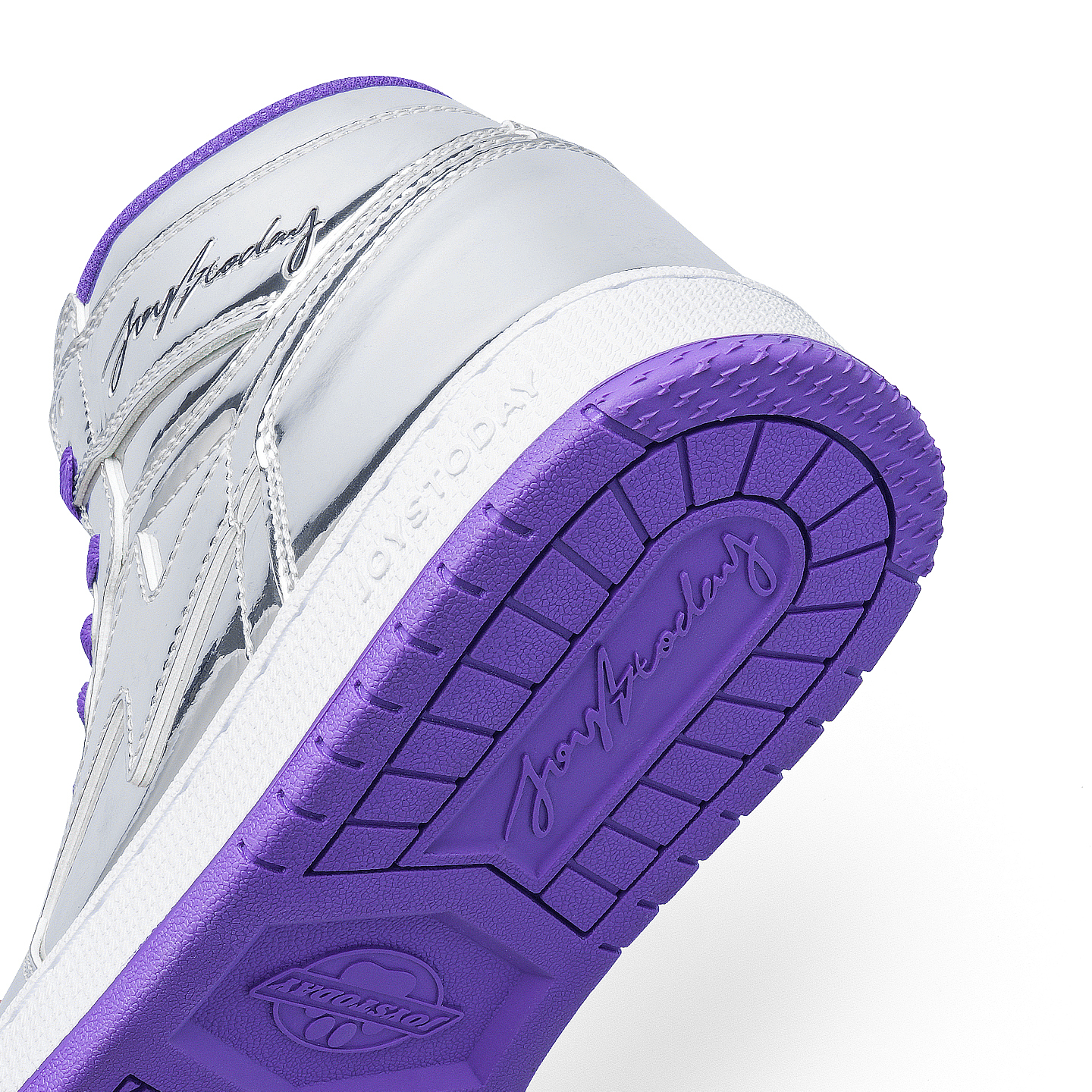 AIR JOYSTODAY Retro High Top Silver/Purple Sneakers Patent Leather Women