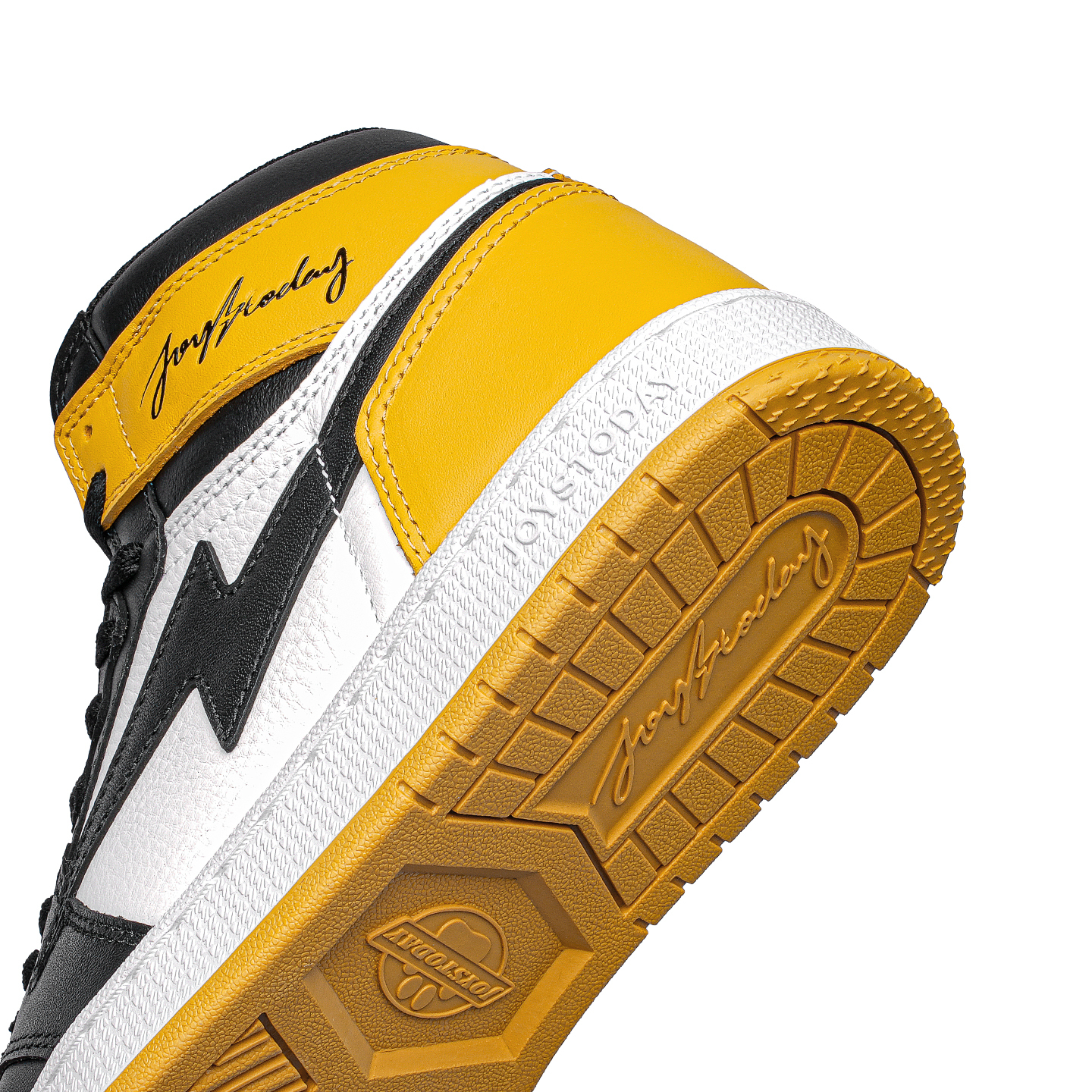 AIR JOYSTODAY Lightning AJ1 Black Yellow Taxi High Top First Layer Cowhide Sneakers Men