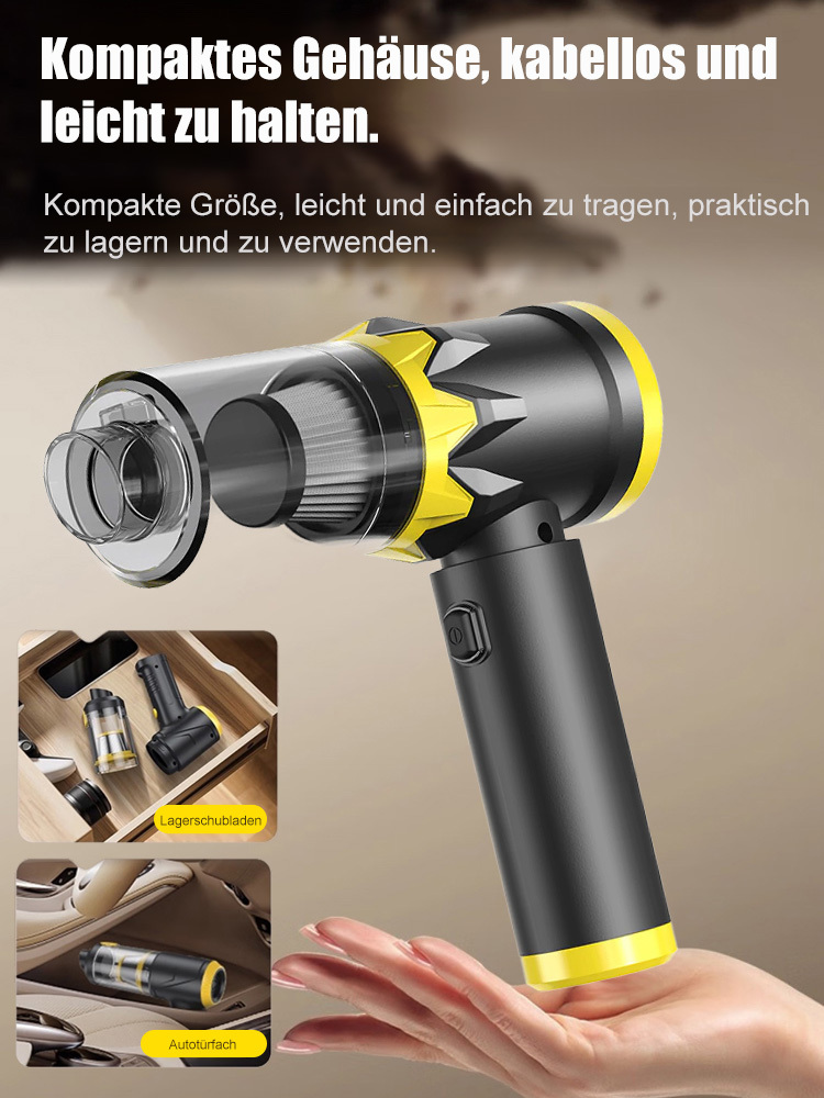 Tragbarer Akkusauger für Auto und Haushalt