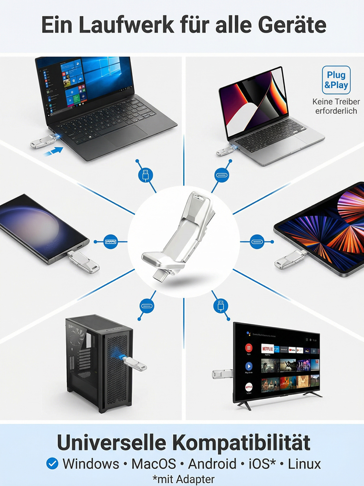 Lösen Sie Speicherprobleme sofort mit 64 TB. 💥Plug & Play für Smartphone und Computer.✅Kostenloser Versand✅2 Jahre Garantie✅Sofort Lieferbar