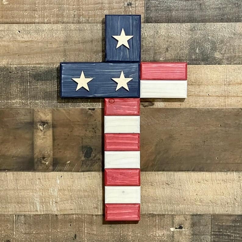 This Week Special Offer 49% OFF🔥Handmade American Wooden Flag Memorial Cross🎁Buy 2 Free shipping