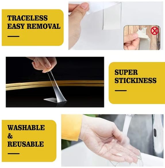 ⭐Transparent Magic Nano Tape Double Sided Grip Reusable Home Tape Traceless Glue