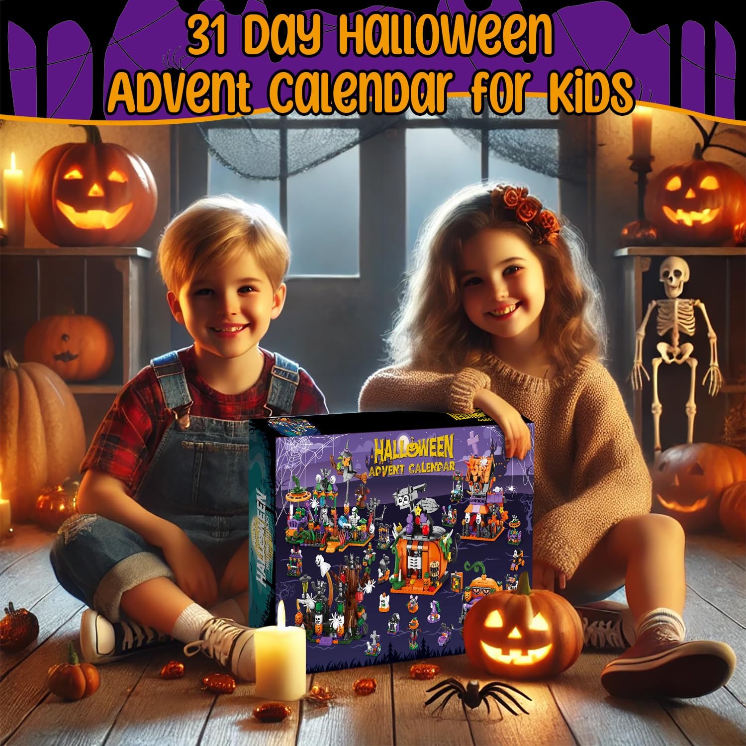 🎁🎁31-Day Halloween Advent Calendar | Spooky Haunted House, Ghosts, Bats & Pumpkins Building Block (  BUY 2 FREE SHIPPING)