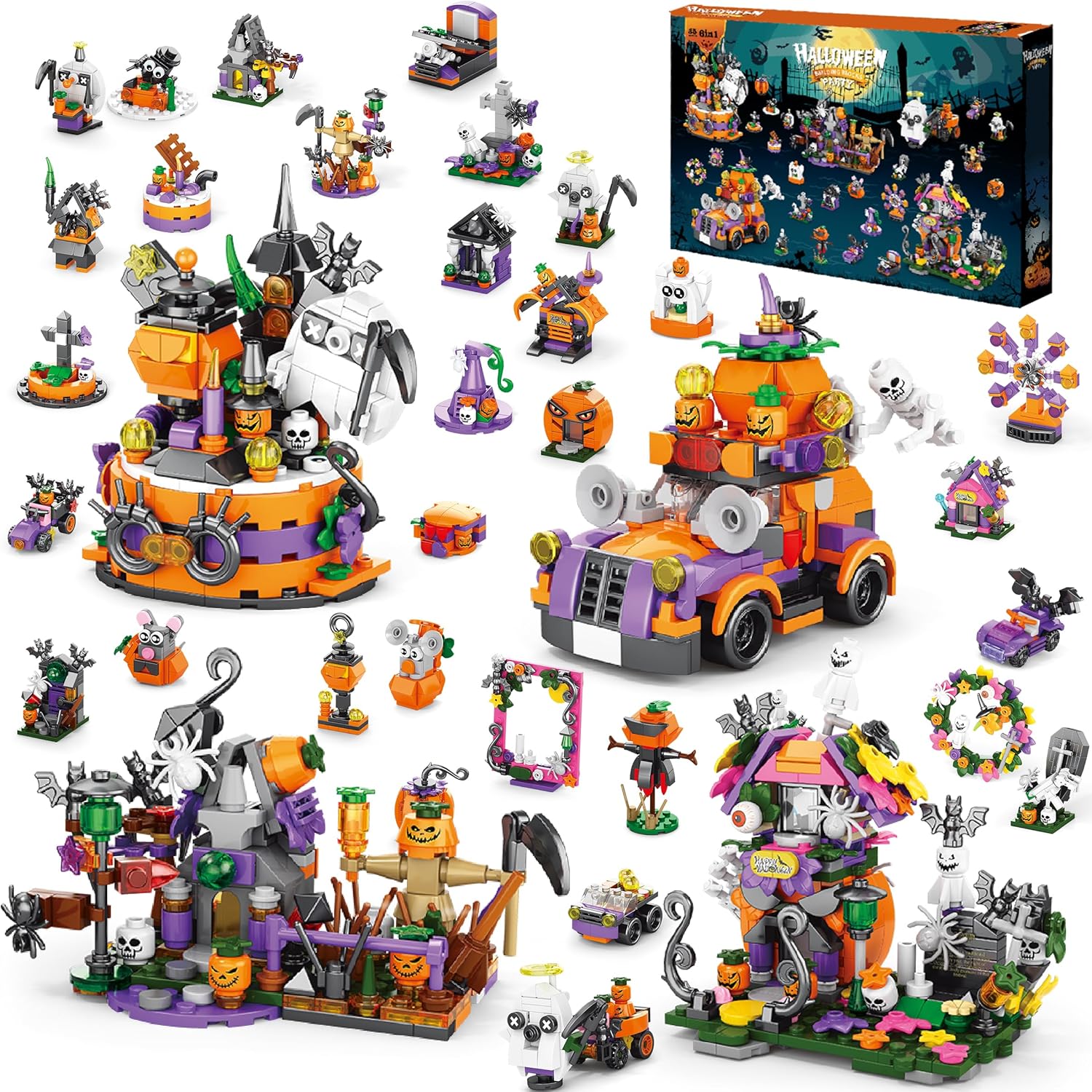 🎁🎁31-Day Halloween Advent Calendar | Spooky Haunted House, Ghosts, Bats & Pumpkins Building Block (  BUY 2 FREE SHIPPING)