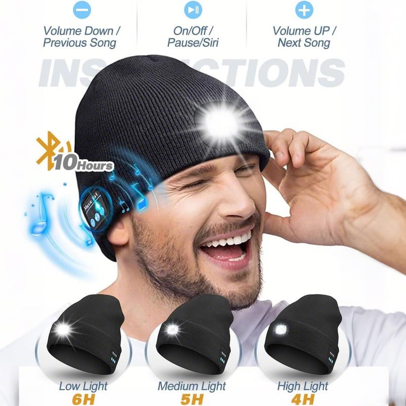🎄Christmas Sale 49% OFF🏆50K+ SOLD!🔥2025 Upgraded Bluetooth Beanie Hat with Light