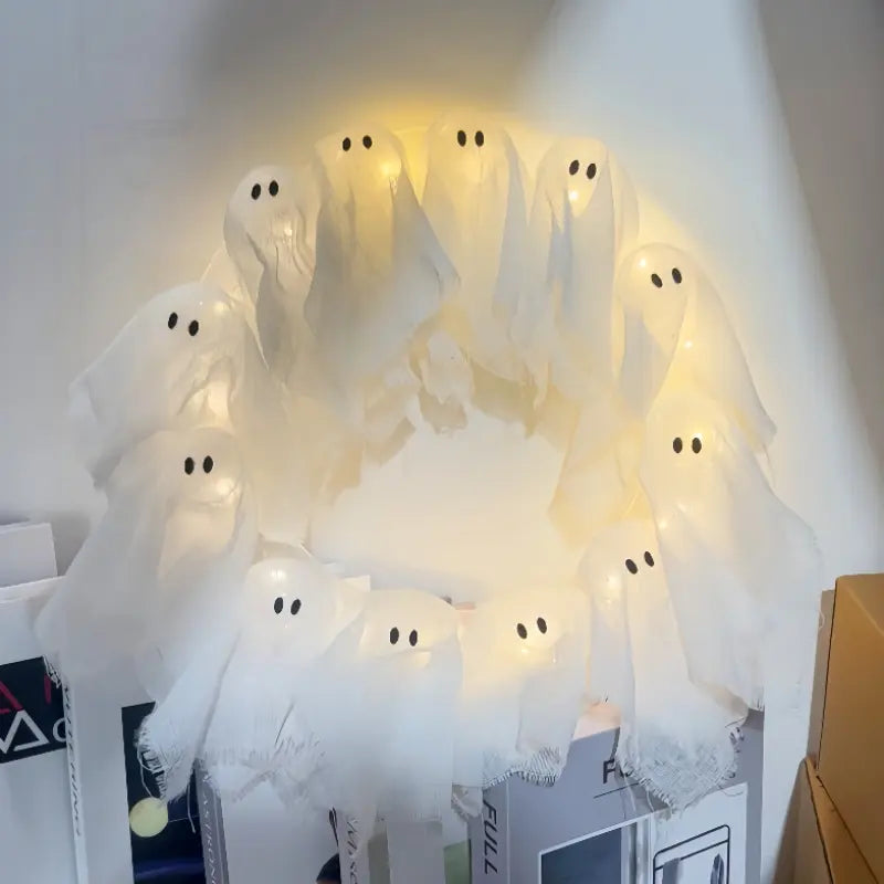 🎃2025 Halloween Hot Sale 65% OFF💥Lit Ghosts Wreath🎁BUY MORE SAVE MORE
