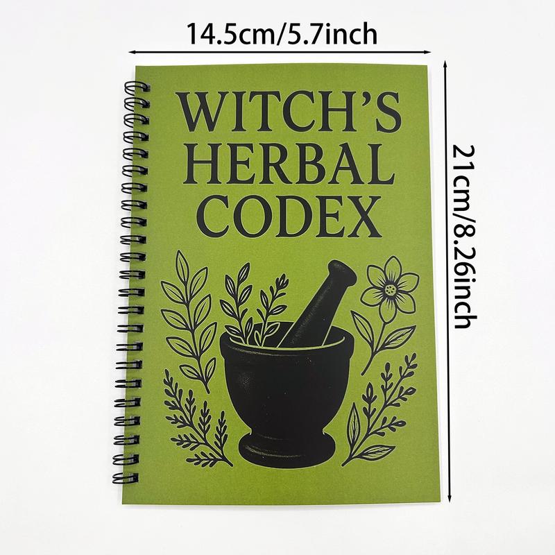 Witch's Herbal Notebook with Multiple Herbs Collection, Witchcraft Recipe Book, Plant Illustrations, Unique Gift for Witch Lovers