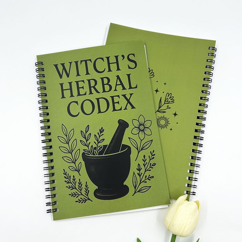 Witch's Herbal Notebook with Multiple Herbs Collection, Witchcraft Recipe Book, Plant Illustrations, Unique Gift for Witch Lovers