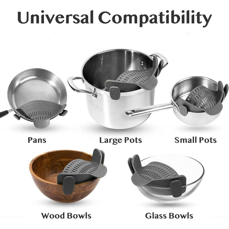 🎄Christmas Sale 49% OFF🔥Silicone Clip-On Pasta Strainer for Pots: Hands-Free & Quick Drain