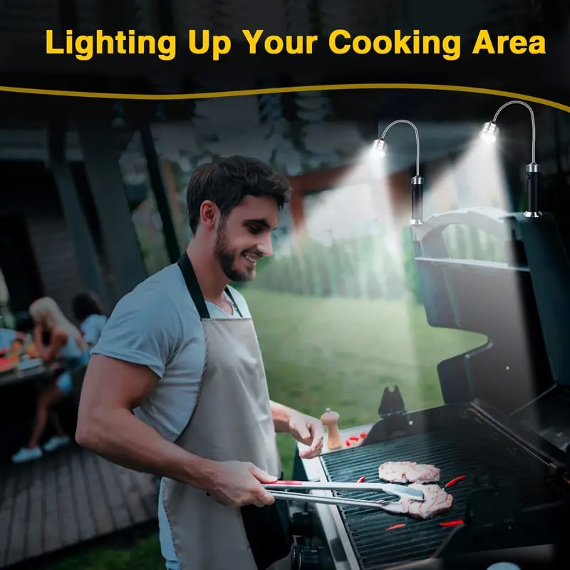 🔥Hot Sale 49% OFF🔥 Magnetic Base, Heat & Water Resistant Barbecue Grill Light with LED Lights(2-Pack)