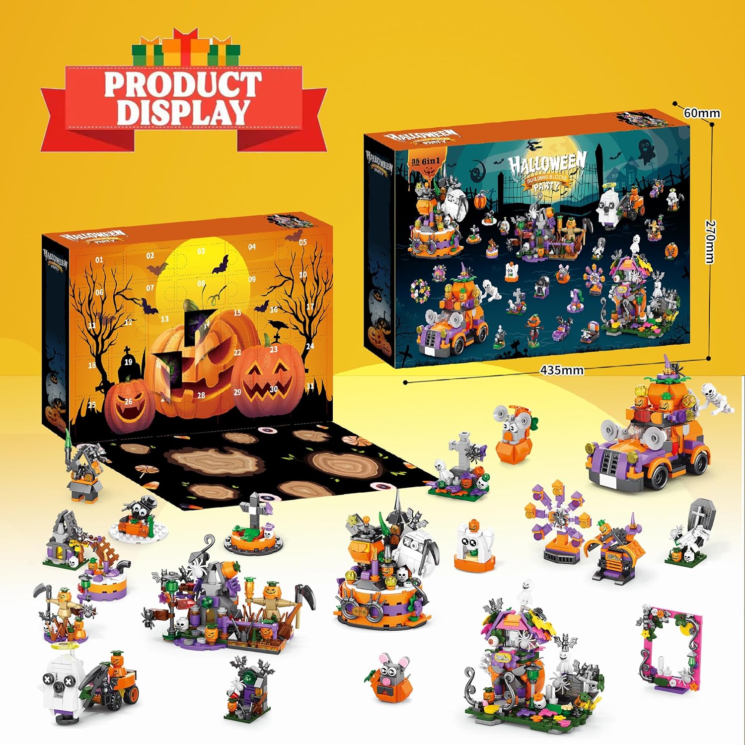 🎁🎁31-Day Halloween Advent Calendar | Spooky Haunted House, Ghosts, Bats & Pumpkins Building Block (  BUY 2 FREE SHIPPING)