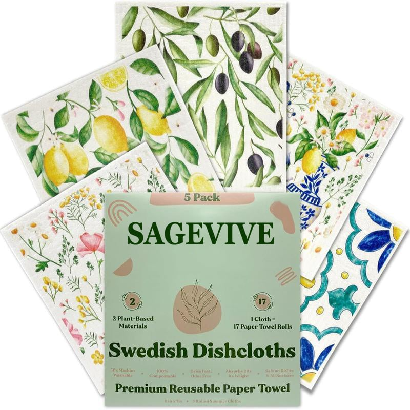 🔥🔥This Week Special Offer 49% OFF🍃 Swedish Dishcloths for Kitchen & Cleaning | 5 Pack