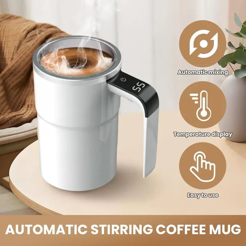 ✨Last Day 49% OFF☕Electric coffee mug with a built-in LCD thermometer, perfect for brewing coffee, milk, cocoa, etc.