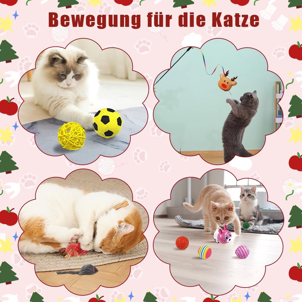 Hot Sale 49% OFF❤Cat Advent Calendar Deluxe Set – 24 Interactive Toys with Collar & Cat Wand