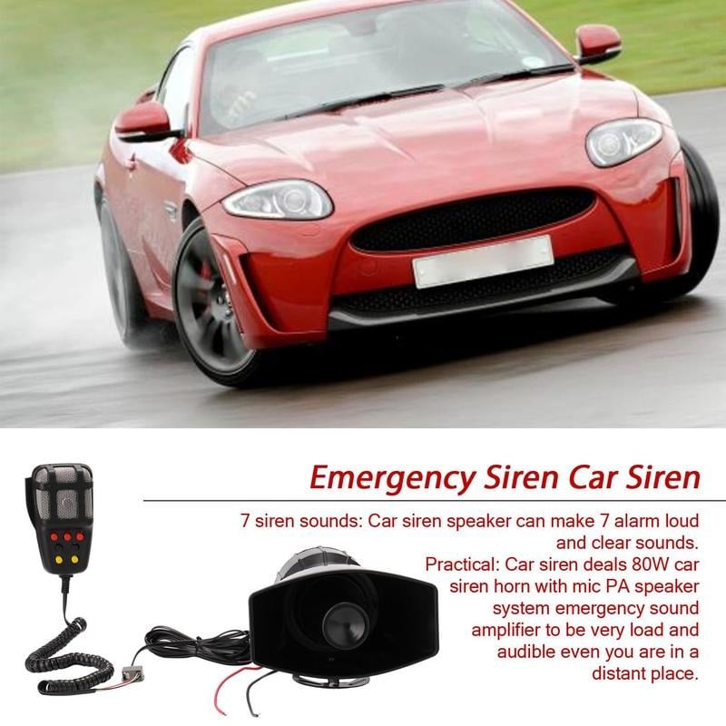 ⚡Hot Sales 49% OFF🔥7-Tone Car Warning Siren Car Siren Horn Mic PA Speaker System Warning Amplifier Hooter