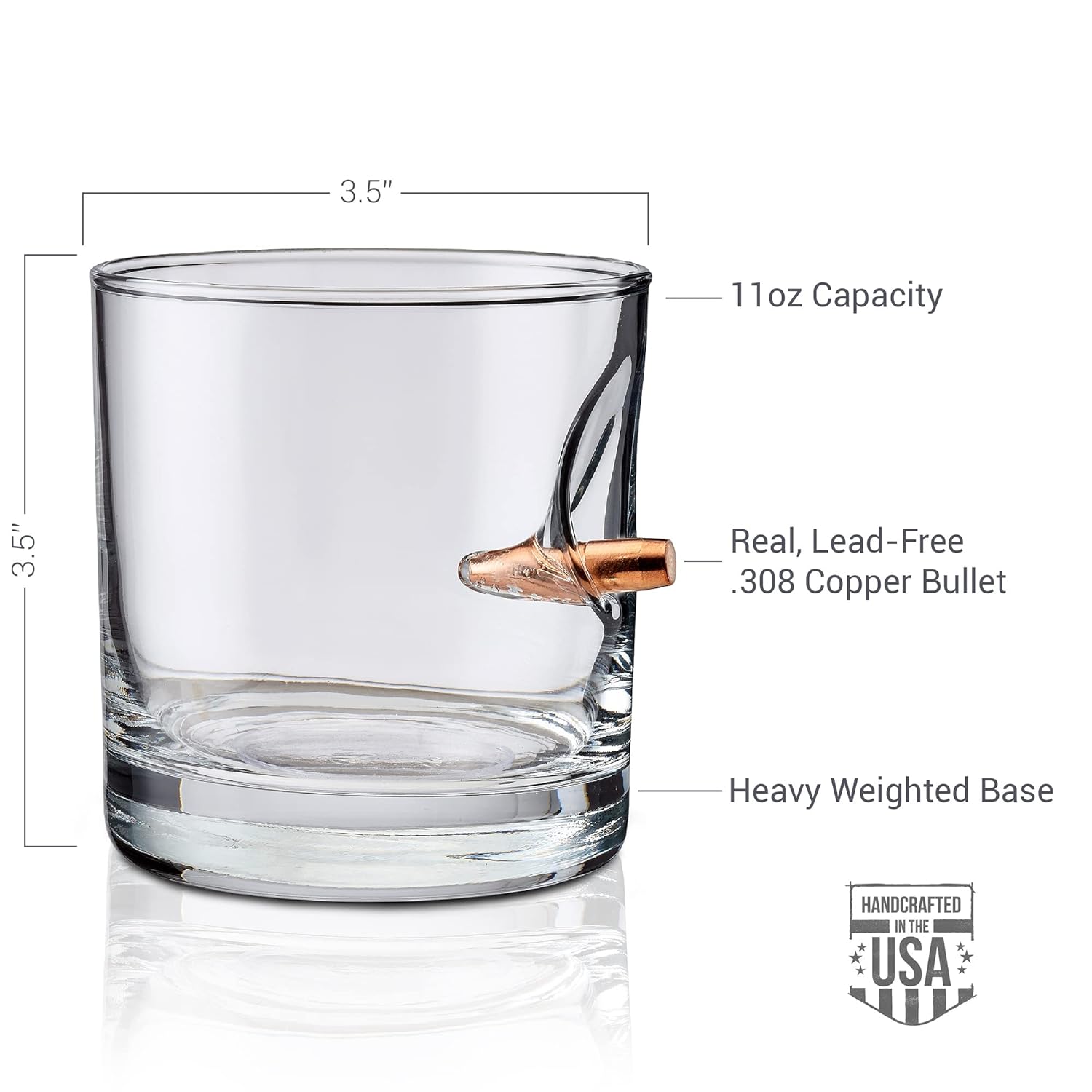 2025 Summer Hot Sale 49% OFF🔥Rocks Glass with Real .308 Bullet- Made in the USA