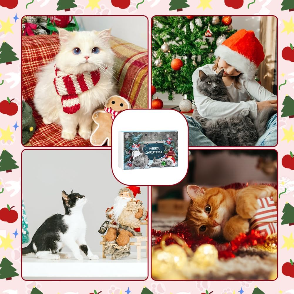 Hot Sale 49% OFF❤Cat Advent Calendar Deluxe Set – 24 Interactive Toys with Collar & Cat Wand