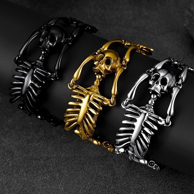 🏆Flash Sale 60% OFF - 💀🎃Vintage 316L Titanium Steel Skeleton Skull Bracelet
