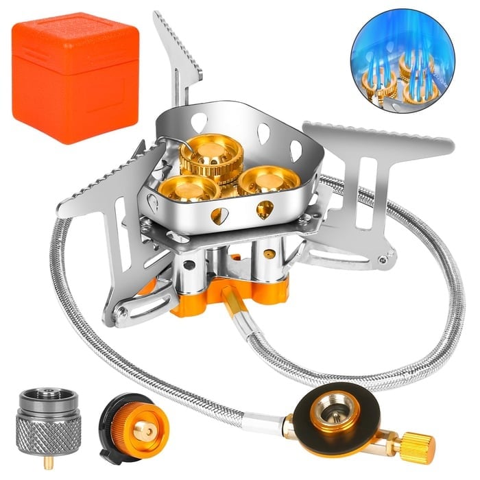 🔥🔥Hot Sale🌟12800W Windproof Camping Stove, Camping Gas Stove with Piezo Ignition