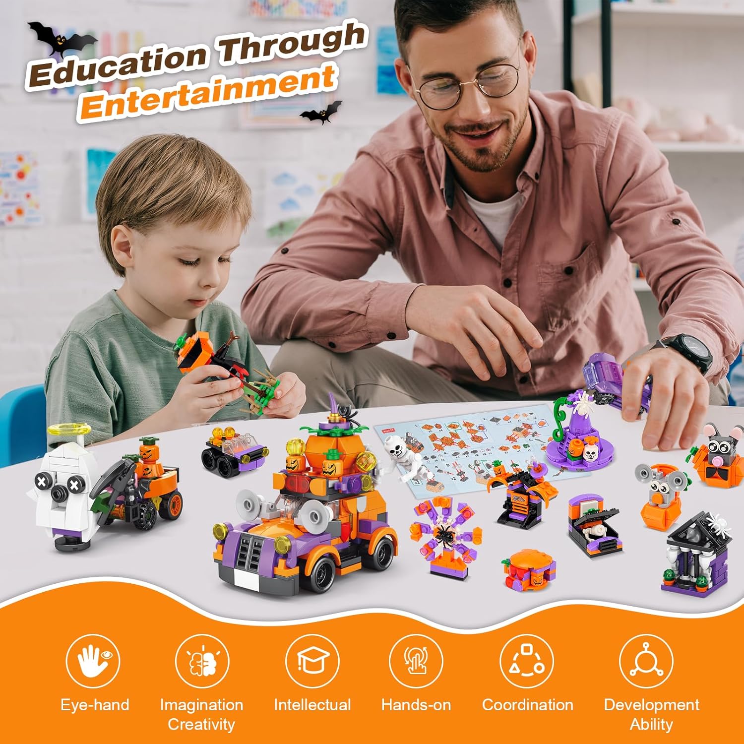 🎁🎁31-Day Halloween Advent Calendar | Spooky Haunted House, Ghosts, Bats & Pumpkins Building Block (  BUY 2 FREE SHIPPING)