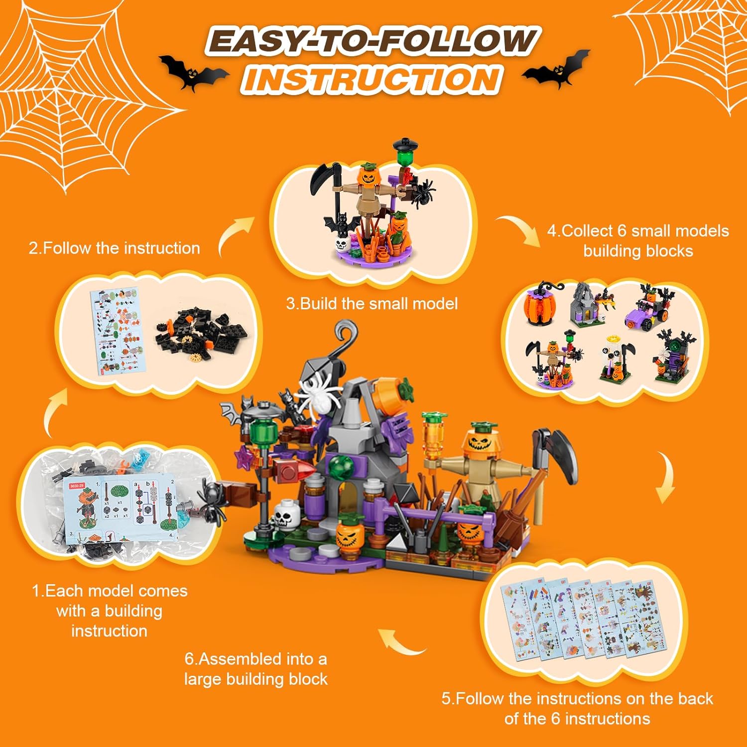 🎁🎁31-Day Halloween Advent Calendar | Spooky Haunted House, Ghosts, Bats & Pumpkins Building Block (  BUY 2 FREE SHIPPING)
