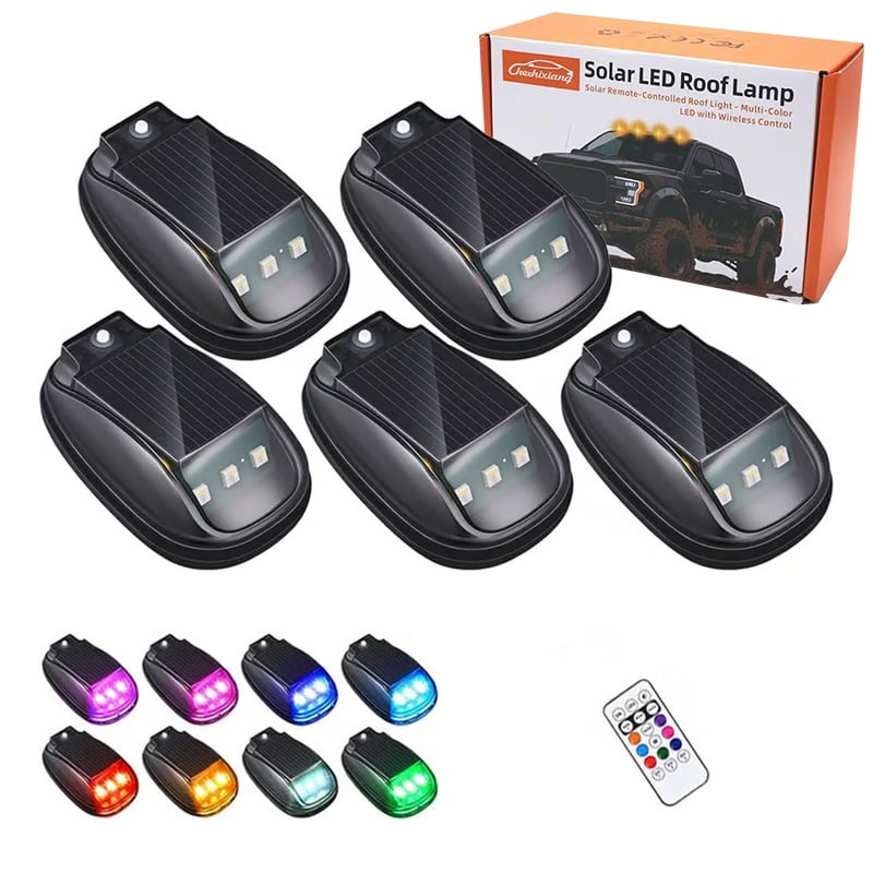 Last Day 49% OFF🔥Solar-powered RGB strobe light on car roof with remote control💡